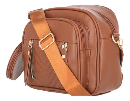 Bolso Mujer Camel Con Monedero 871-27 Color Marrón Correa de hombro Marrón Diseño de la tela Liso