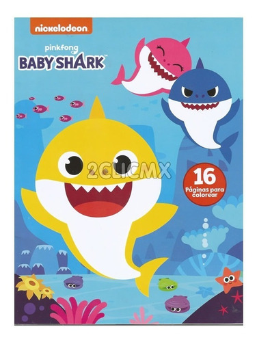 Libros Colorear Baby Shark #4 16 Pag Recuerdos Bolo Fiesta