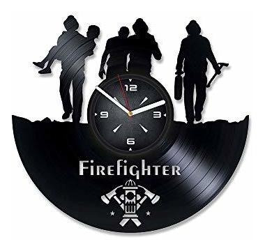 Imagen 1 de 4 de Bomberos Fuego Departamento De Vinilo Reloj De Pared. Decora