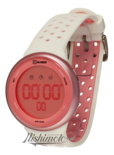 Relógio X-games Feminino Digital Xfppd040 Branco Rosa