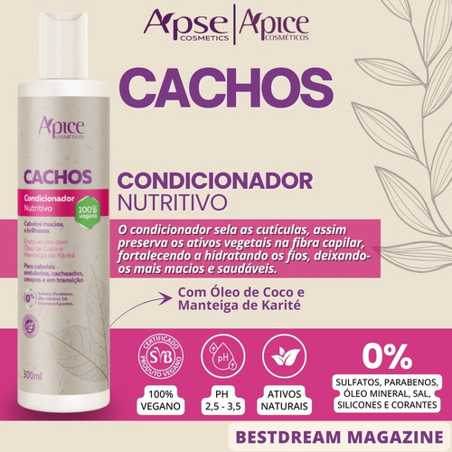 Kit Apice Cachos Tratamento Capilar Completo Vegano 5 Itens