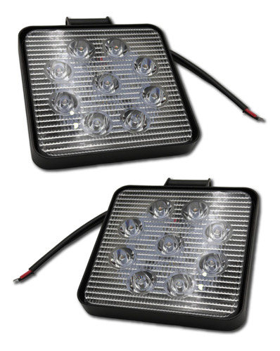 Par De Faros Auxiliares Cuadrado 9 Leds Luces Estrobo Y Fija