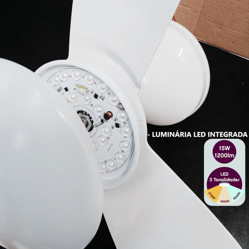 Ventilador De Teto Aliseu Mestre Com Led Integrada - 127/220V Estrutura Branco Pás Branco Diâmetro 81.4 Cm Quantidade De Pás 3 127/220v