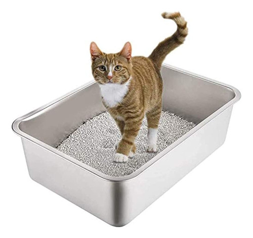 Caja De Arena Para Gatos Yangbaga De Acero Inoxidable Para G