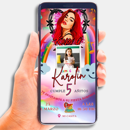 Invitación Digital De Cumpleaños Personalizada De Karol G
