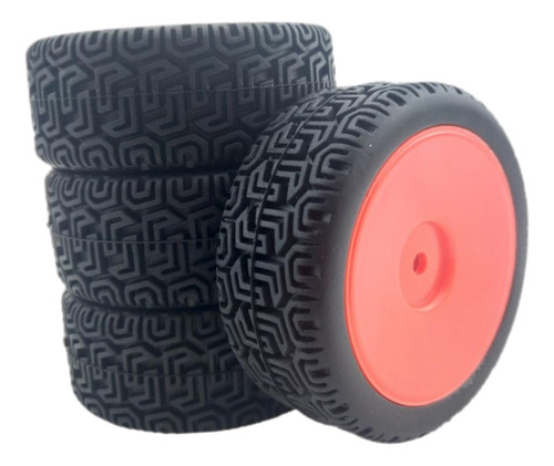 4 Paquetes De Neumáticos De Goma Rc 66mm Para Rojo Rojo