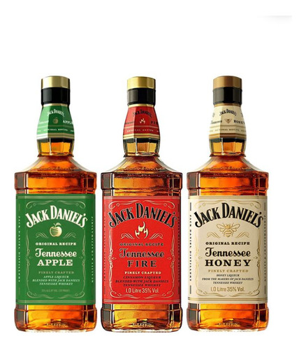 3 Pack Trio Jack Daniels Apple, Fire, Honey Litro