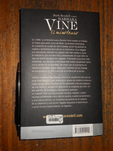 El Minotauro Ruth Rendell / Barbara Vine Ed. Plata Negra For (Reacondicionado)