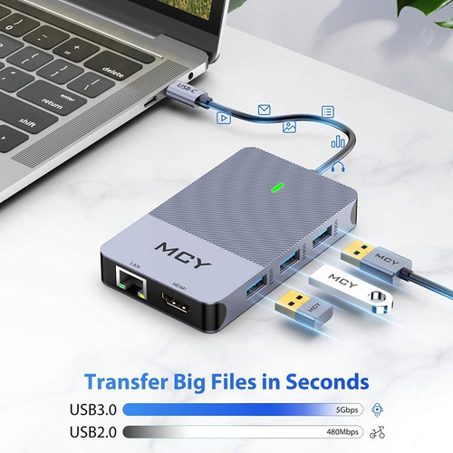 Hub Usb-c - 3 Port Usb 3.0 + Hdmi + Red + Pd + Sd - Pc/mac
