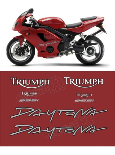 Kit Emblema Adesivo Triumph Daytona 955i Vermelho D955008