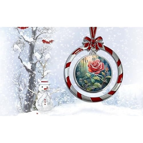 Rosa Sobre Fondo Navideño De Reloj Lollipop Sobre Relo...