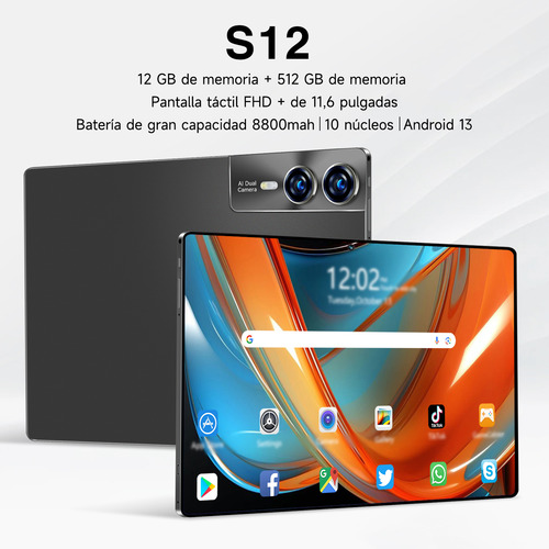 Tableta S12 Gpt 512gb+12gb 11.6'' Rom Android 13