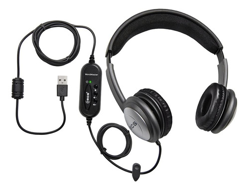 Auriculares Usb Con Acolchado De Cuero Sintético (negro)