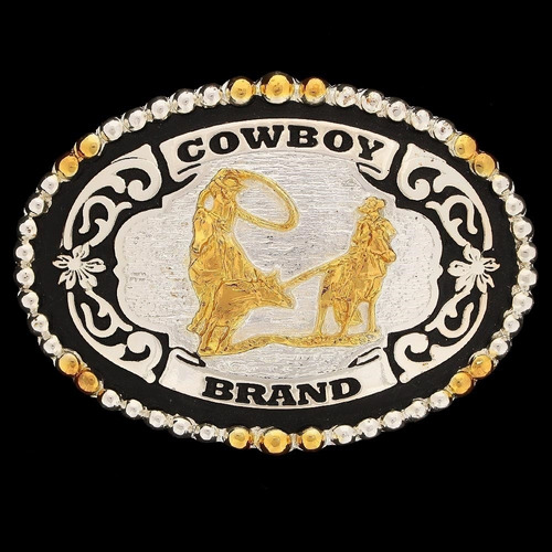 Fivela Laço Em Dupla Com Banho Dourado E Prata - Cowboy Bran