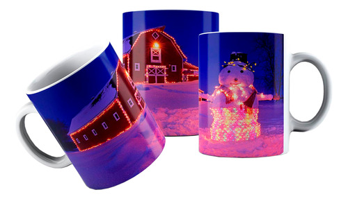 Caneca Cerâmica Boneco De Neve Noite De Inverno Natal