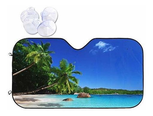 Protector Solar Para Luna Paradise Beach Sea Palm Trees Car 