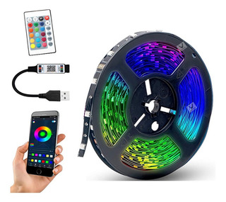 Cinta Led Rgb Bluetooth Luces Usb Tv Música 5mts