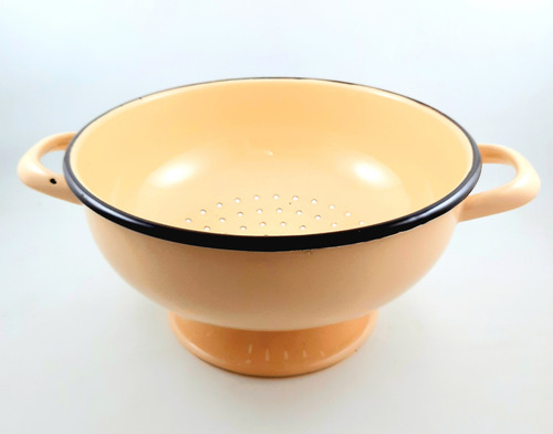 Colapastas Enlozado Antiguo Condor 24 Cm Diametro Beige