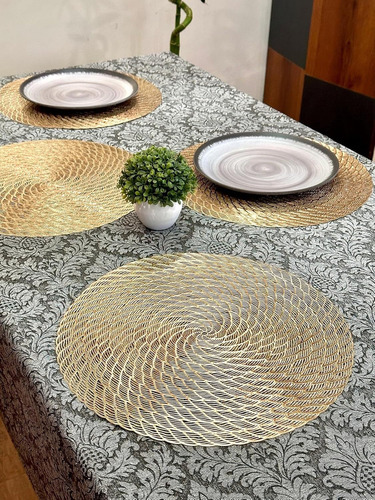 Set X6 Individuales Mesa Pvc Decoracion 38cm Individual Plat Color plateado 1 Lisa