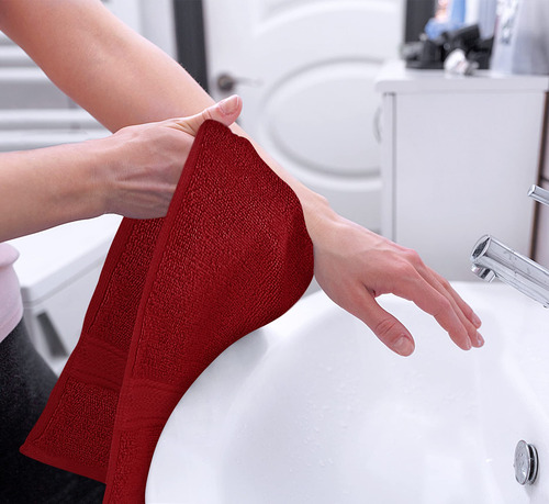 Toalla Para Manos De Algodon 16x28 Pulgadas Color Rojo 6 Pz