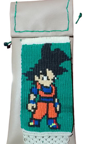 Porta Celular, Cartuchera Goku. Macrame C/cuerina P/cinto 