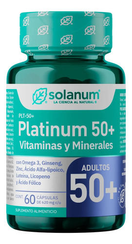 Solanum Platinum 50+ Vitaminas Y Minerales Adultos 50+ 60cap Sabor Sin Sabor