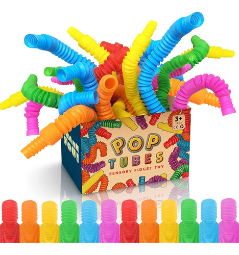 Mini Pop Tubes Fidget Toy 24 Pack: Kit De Tubos Elásticos Se