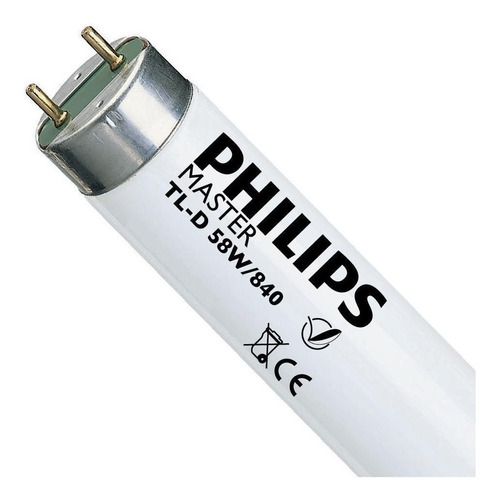 Lámpara fluorescente T8, 58 W, G13, 4000 K, kit Philips, 5 piezas, color blanco neutro, 4000 K, 110 V/220 V (bivolt)