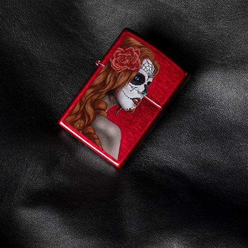 Imagen 6 de 10 de Encendedor Zippo Lighter Day Of The Dead Girl Rojo