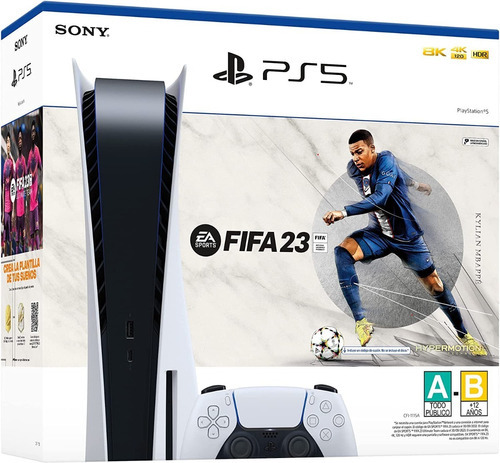 Imagen 3 de 7 de Sony PlayStation 5 825GB FIFA 23 Bundle color blanco y negro