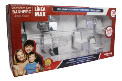 Kit Acessórios Banheiro Suporte Utensílio Max 6 Peças Mebuki Cor Branco