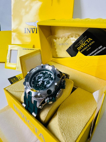 Reloj Invicta Venom Plateado/verde Fullset Para Hombre