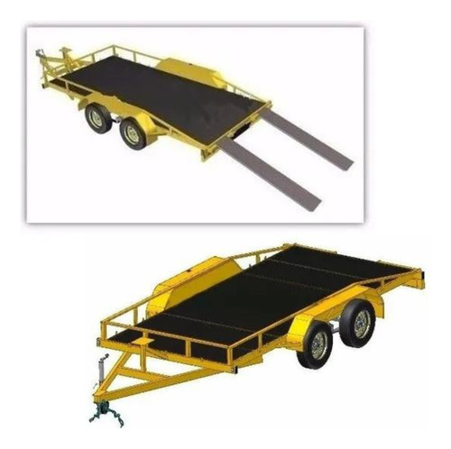 Projeto Para Veículos Carretinha Reboque 2 Eixos Com Rampa
