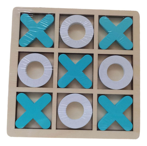 Juego De Madera Tic Tac Toe, Juego De Mesa De Ajedrez Azul