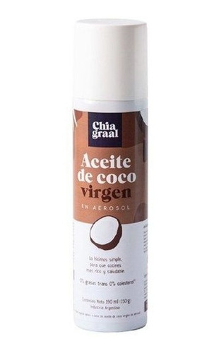 Aceite De Coco Virgen Liquido Aero Sol Chia Graal 190ml - Dw