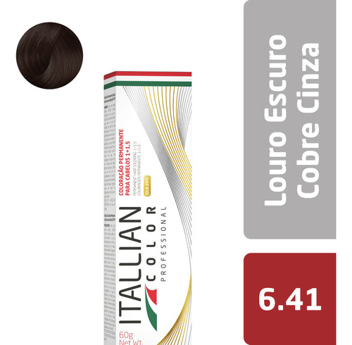 Tinta 6.41 Itallian Color 60g Louro Escuro Cobre Cinza