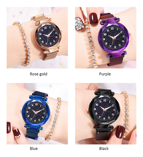 Relógio De Pulso Feminino Lonous Magnet Starry Dial