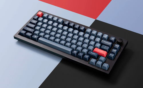 Teclado Mecanico Keychron V1 Max Qmk (v1md4) 75% , 84 Keys, Full Ensamble , Rgb , Knob , Hotswap , Bluetooth / 2.4ghz / Cableado , Switch Gateron Jupiter Banana , Ingles Us , Color Negro Carbon