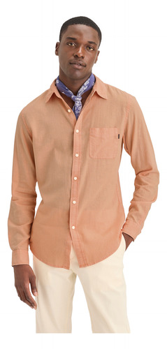 Camisa Hombre Original Ls Slim Fit Naranja Dockers