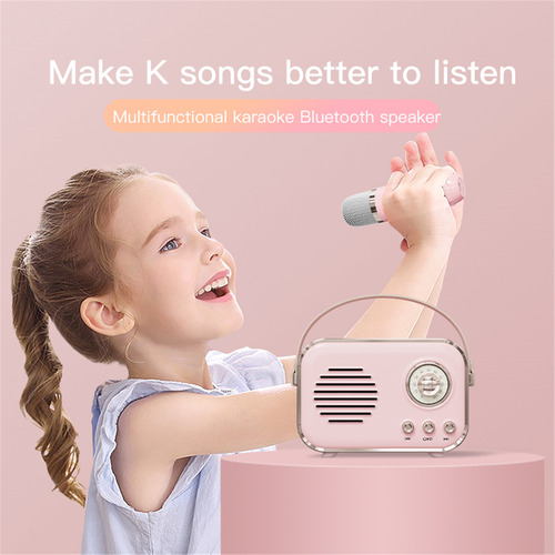 Micrófono Inalámbrico Portátil Con Minialtavoz Retro