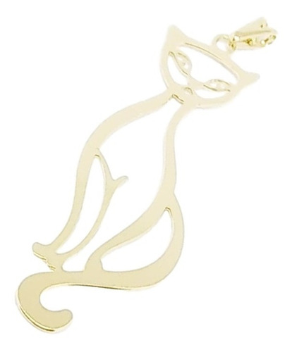 Dije Oro Dorado 18k Laminado Gato Silueta Mujer Dama Gatito