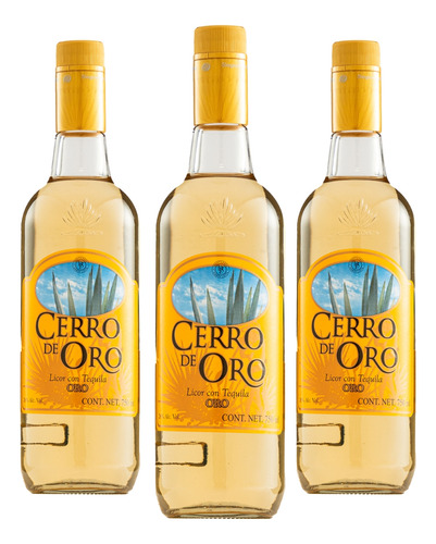 Tres Botellas Licor Con Tequila Cerro De Oro 750 Ml