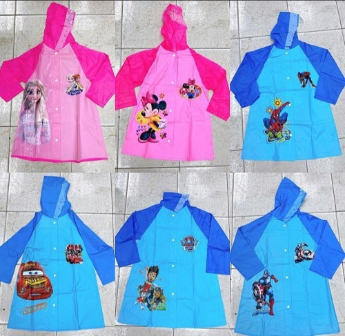 Imagen 2 de 3 de Impermeables Ponchos Para Niños Y Niñas Princesas Spiderman