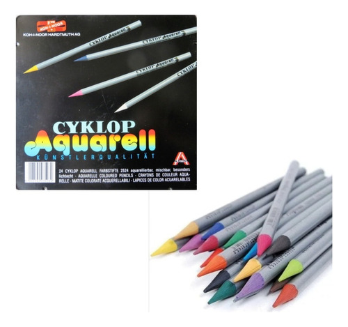 Lata 24 Lapices Acuarelables Kohinoor Aquarell Sin Madera