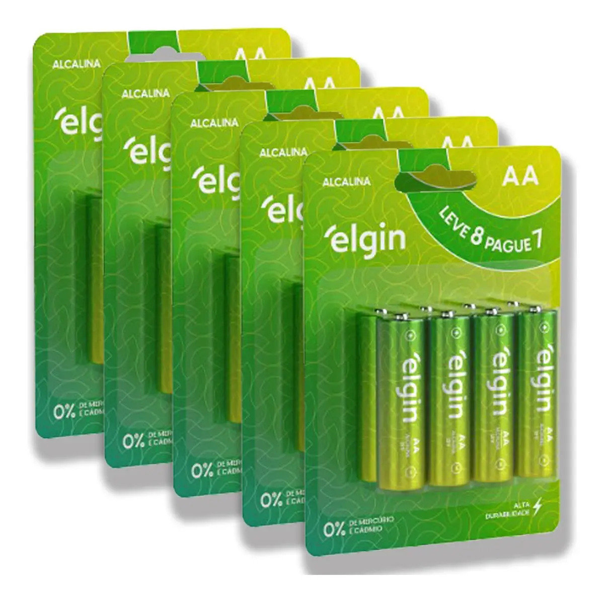 40 Pilhas Alcalinas AA Elgin Pequena 1.5V Longa Duração