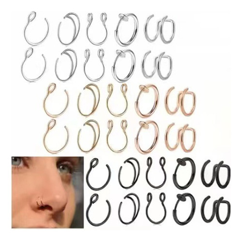 Piercing Falso Nariz Septum Labios Orejas Aro Anillo 30 Pcs