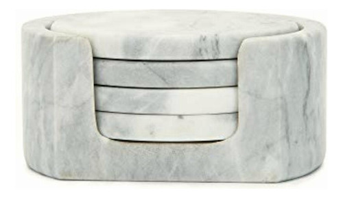 Fox Run Natural Polished Marble Stone Coasters, Set Of 4,