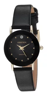 Reloj Mujer Armitron 75-2447blk Cuarzo Pulso Negro En Cuero