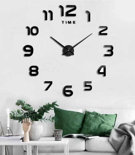 Reloj De Pared Grande Para Bricolaje, Espejo 3d, Calcomanías