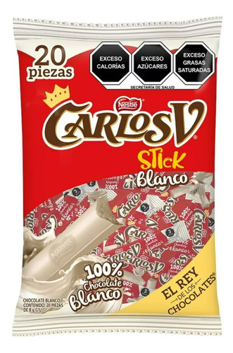 2 Pzas Chocolate Blanco Carlos V 20 Pzas De 8 G C/u